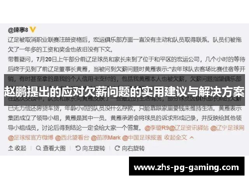 赵鹏提出的应对欠薪问题的实用建议与解决方案