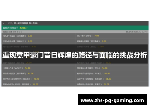 重现意甲豪门昔日辉煌的路径与面临的挑战分析